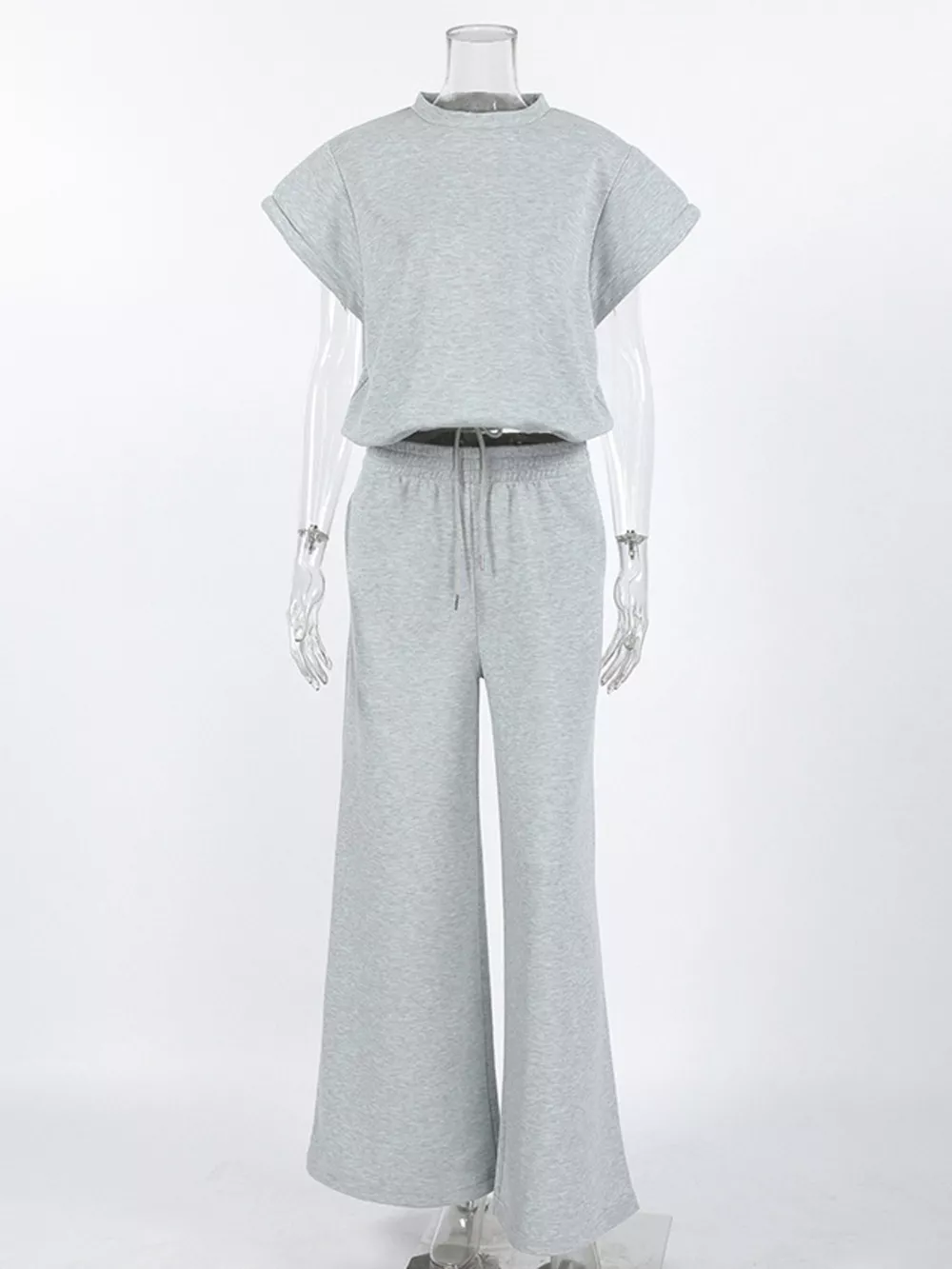Round Neck Top and Wide Leg Pants Set, image 12