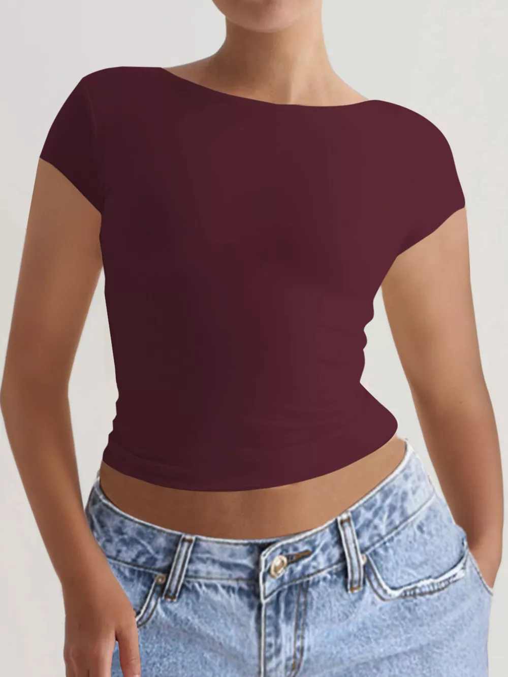 Slim-Fit Backless T-Shirt, image 4