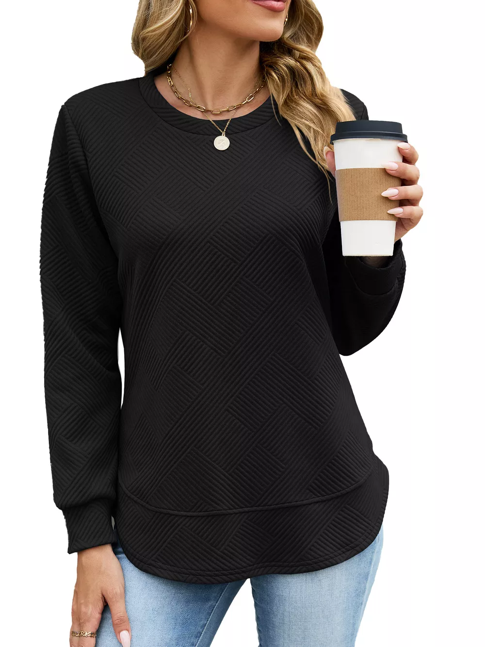 Textured Crew Neck Sweatshirt, image 17
