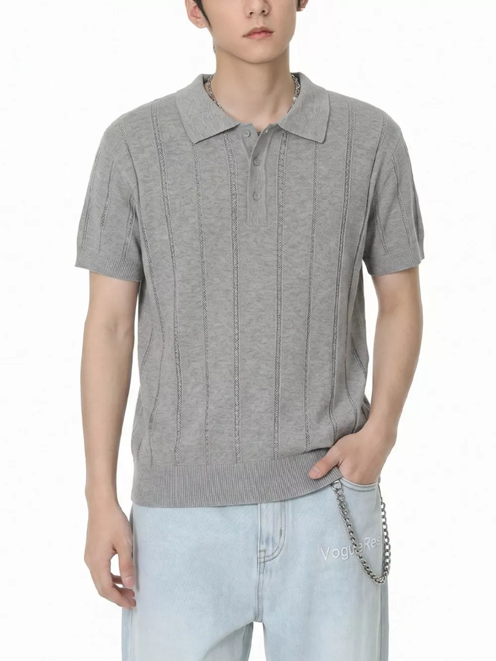 Men's Button Detail Short Sleeve Polo, image 12