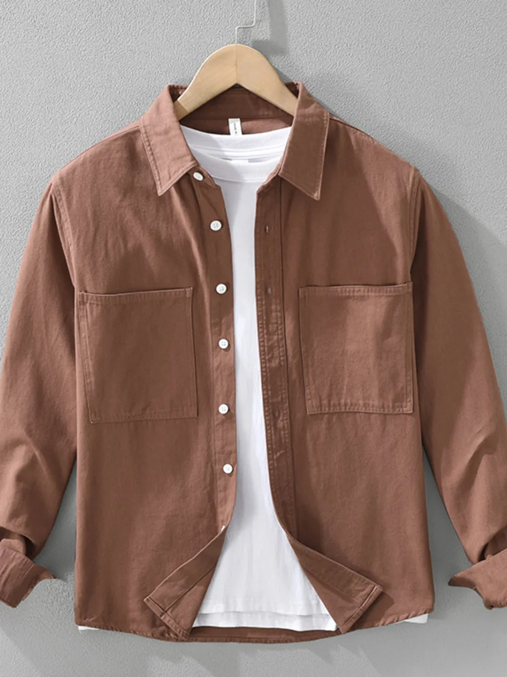 Men's Plus Size Button Detail Long Sleeve Shirt, image 2