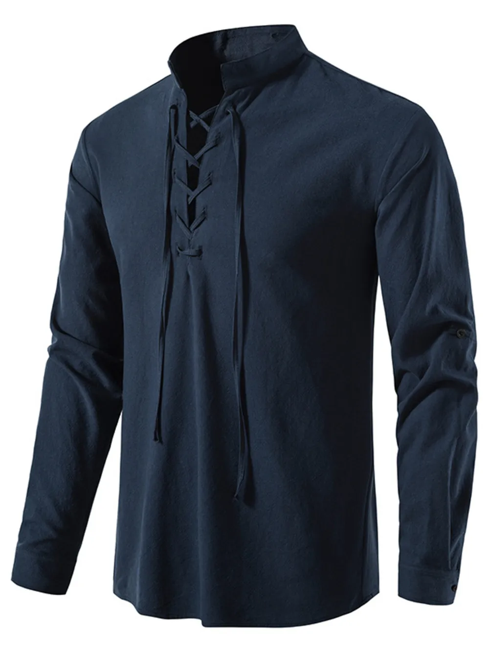 Men's Lace Up Long Sleeve Blouse, image 19