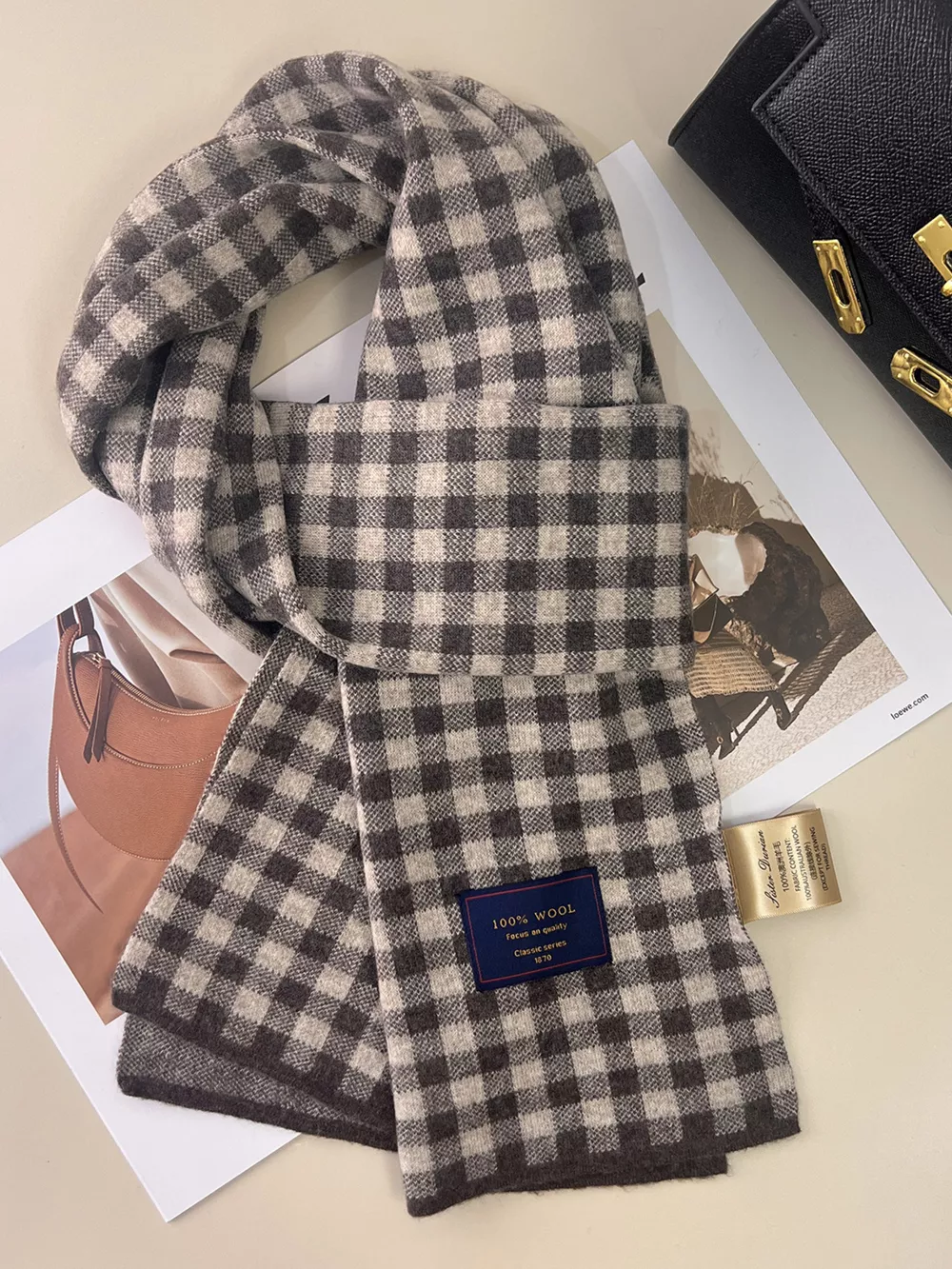 100% Wool Plaid Scarf, image 5