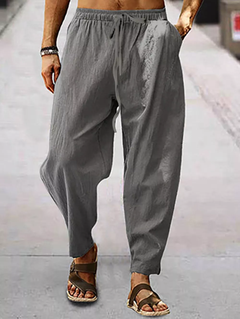 Men's Full Size Drawstring Wide Leg Pants Plus Size, image 3