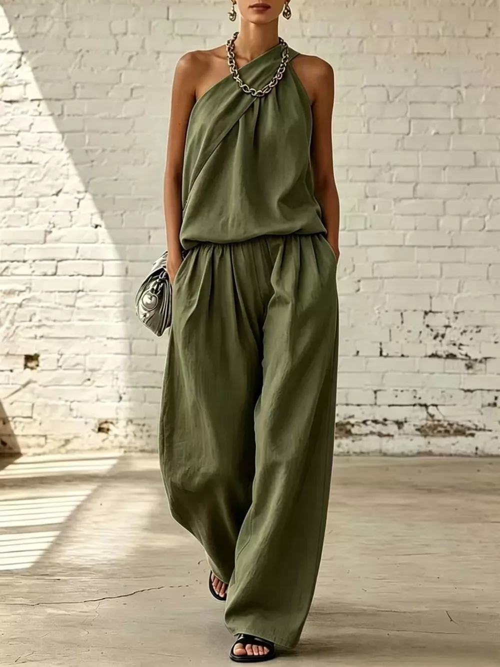 Full Size Sleeveless Top and Wide-Leg Pants Set Plus Size, image 7