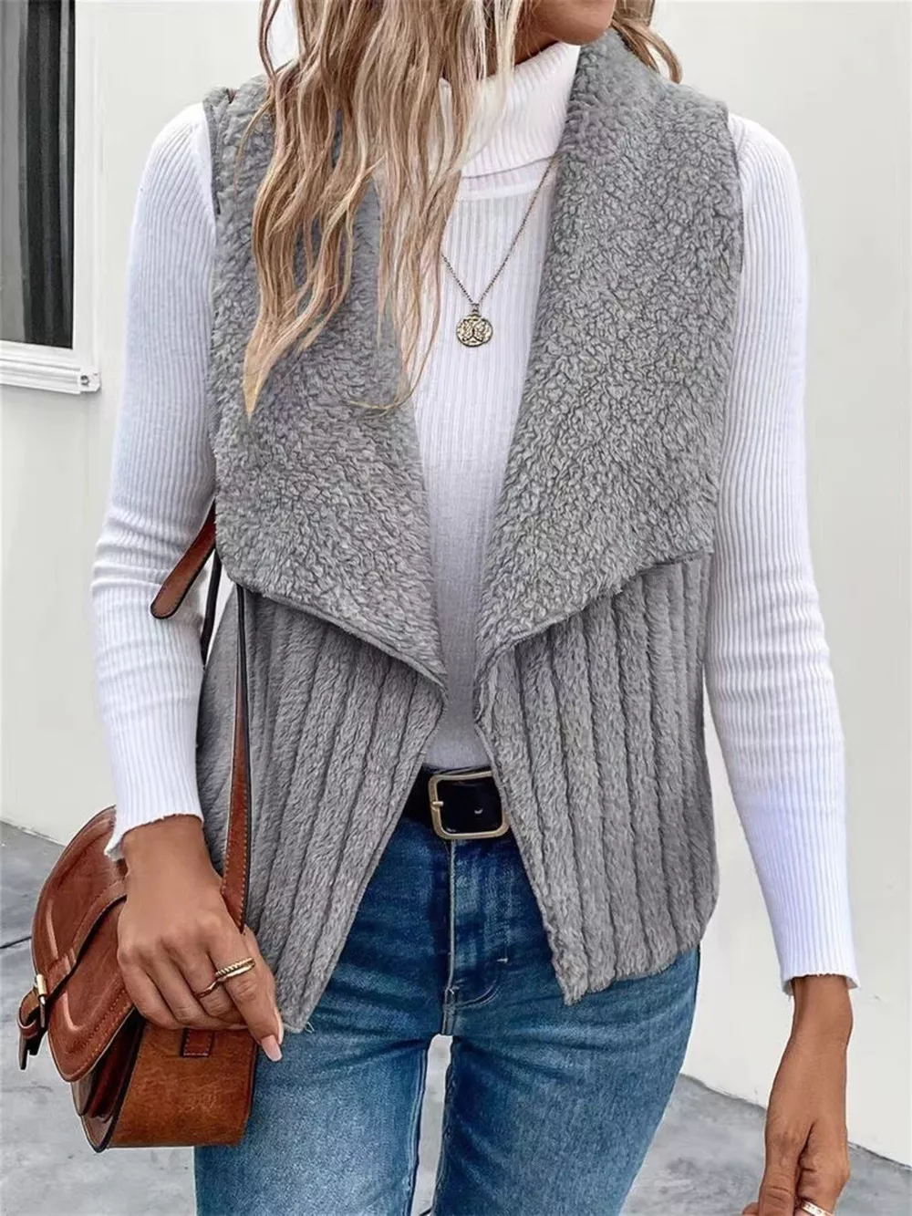 Cozy Fleece Open Front Vest Coat, image 13