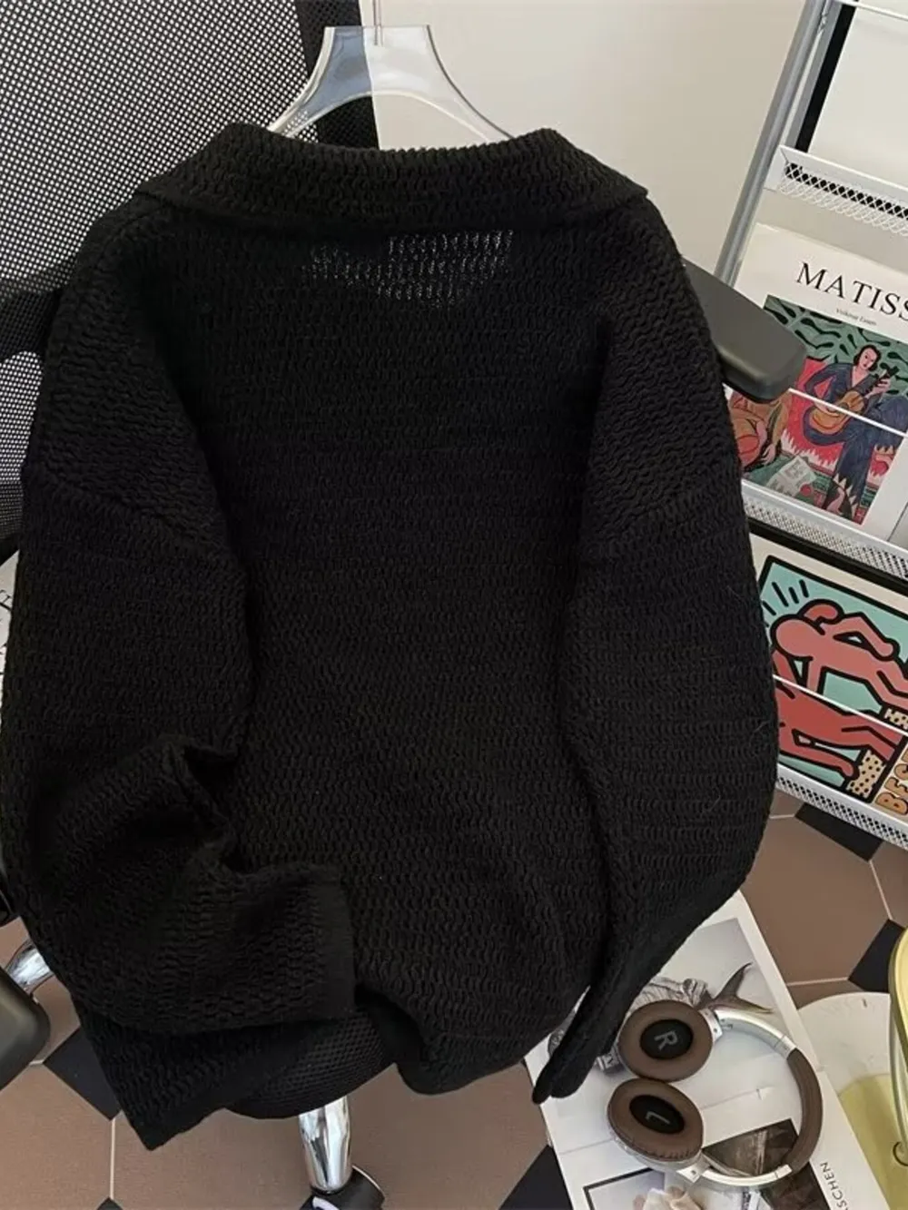 Men's Textured Knit Polo Collar Sweater, image 6