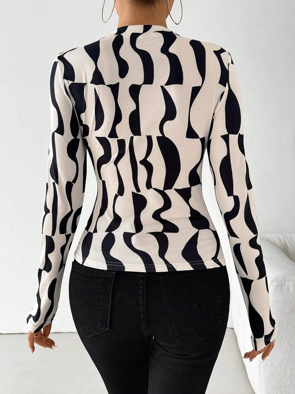 Printed Long Sleeve Blouse, image 2