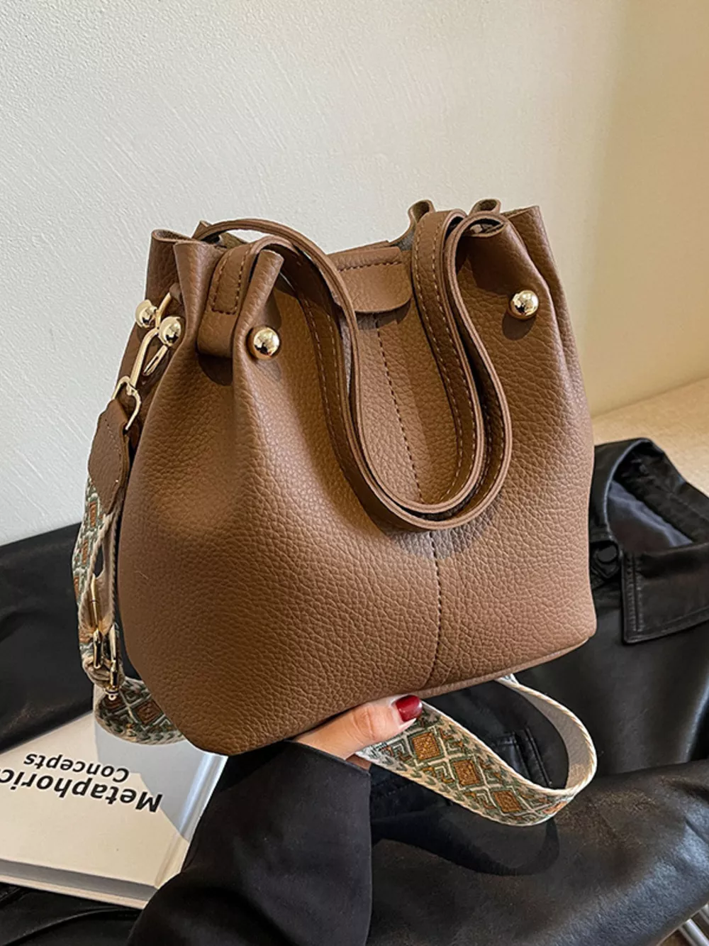 Crossbody Bag with Patterned Strap, image 4