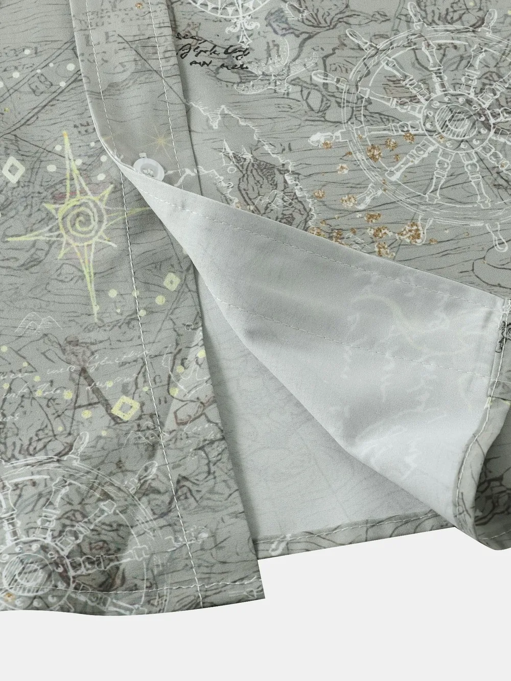 Men's Vintage Map Print Short Sleeve Button Down Shirt, image 6