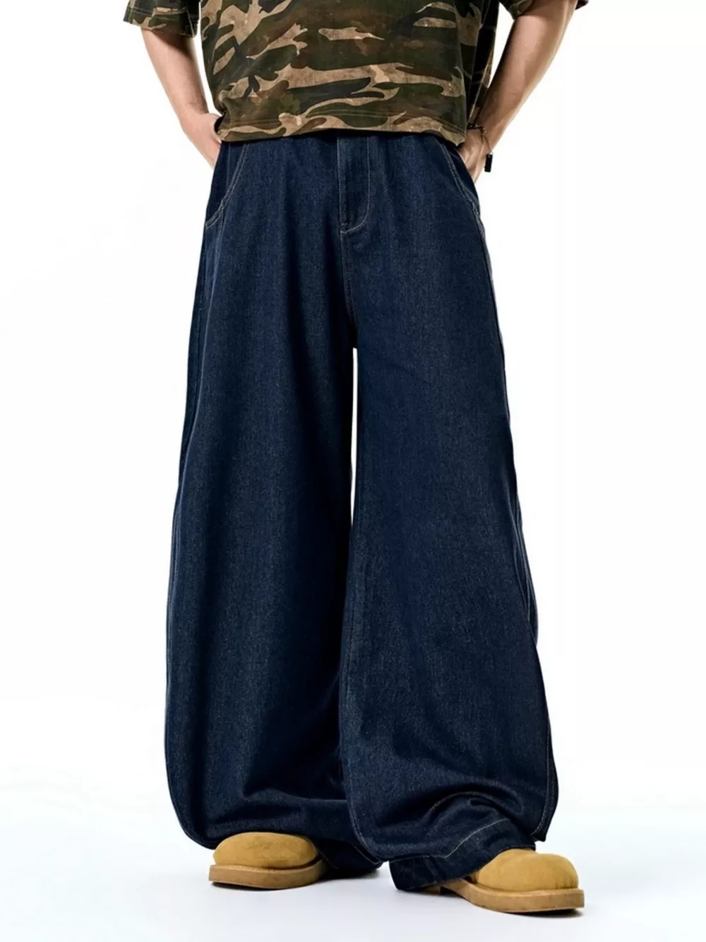 Men's Washed Wide Leg Jeans, image 2