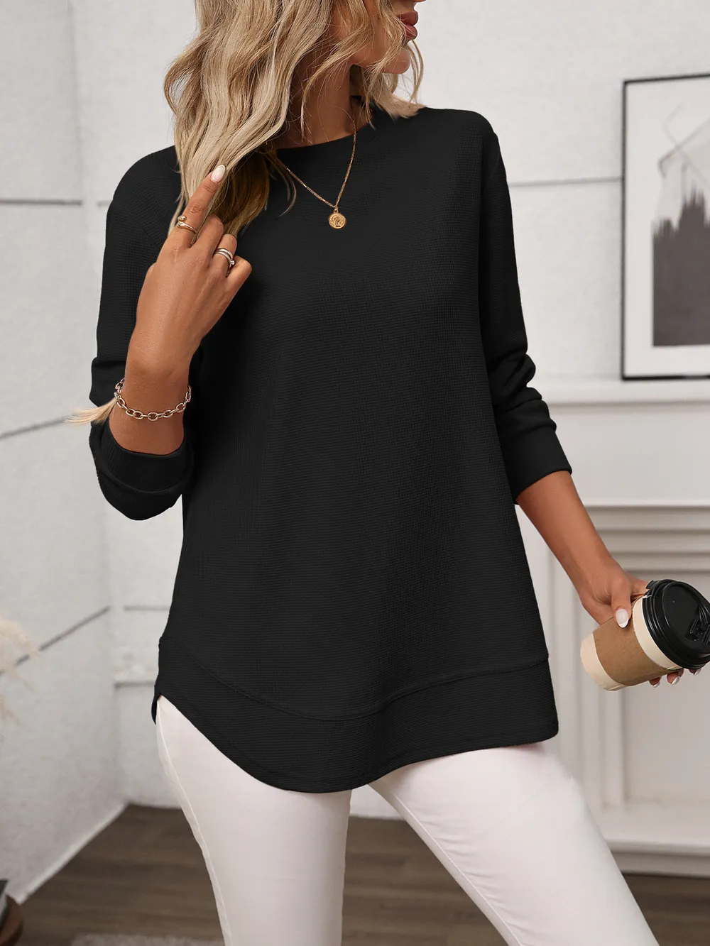Long Sleeve Round Neck T-Shirt, image 12
