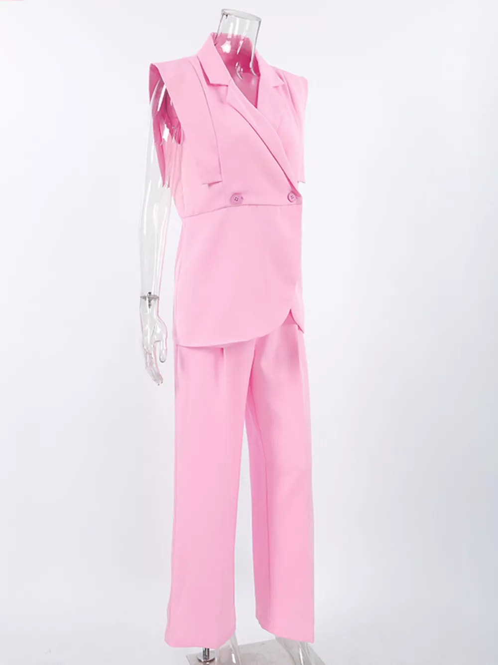 Sleeveless Blazer and Wide-Leg Pants Two-Piece Set, image 6