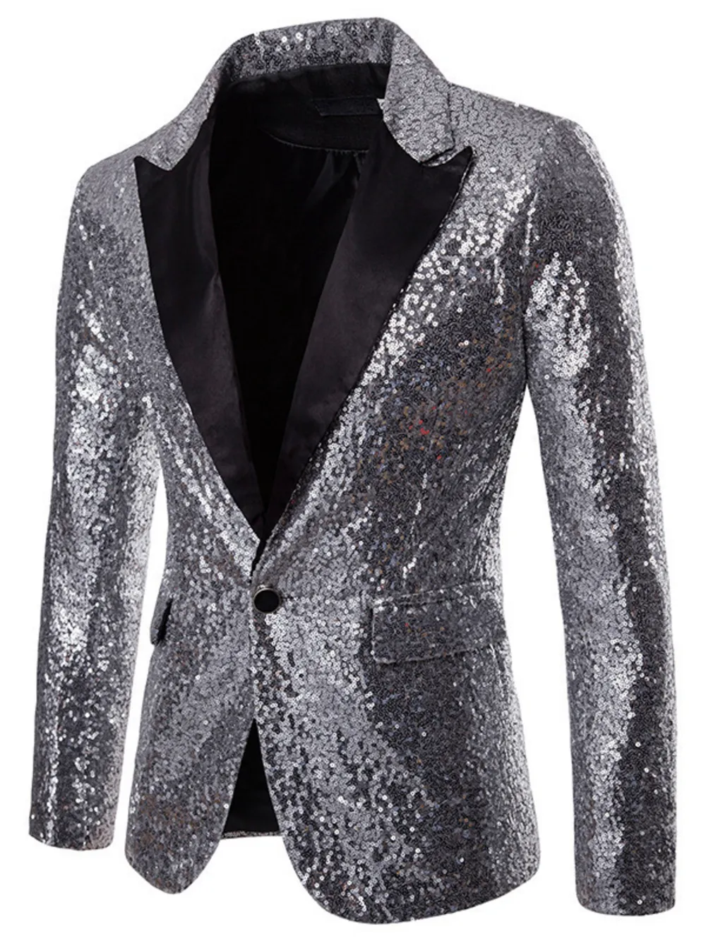 Men's Full Size Sequin One Button Blazer Plus Size, image 12