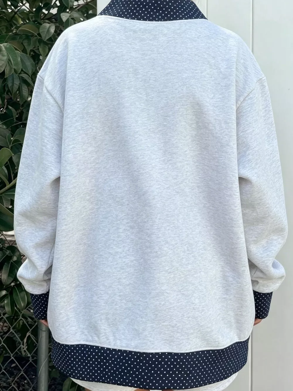 Polka Dot Contrast Trim Dropped Shoulder Sweatshirt, image 8