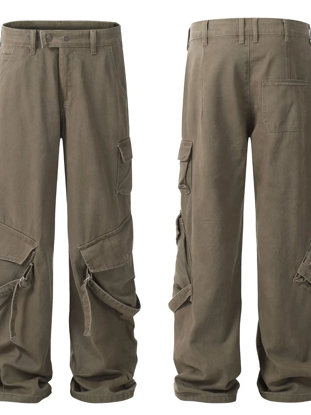 Men's Wide Leg Cargo Pants with Multi Pockets, image 3