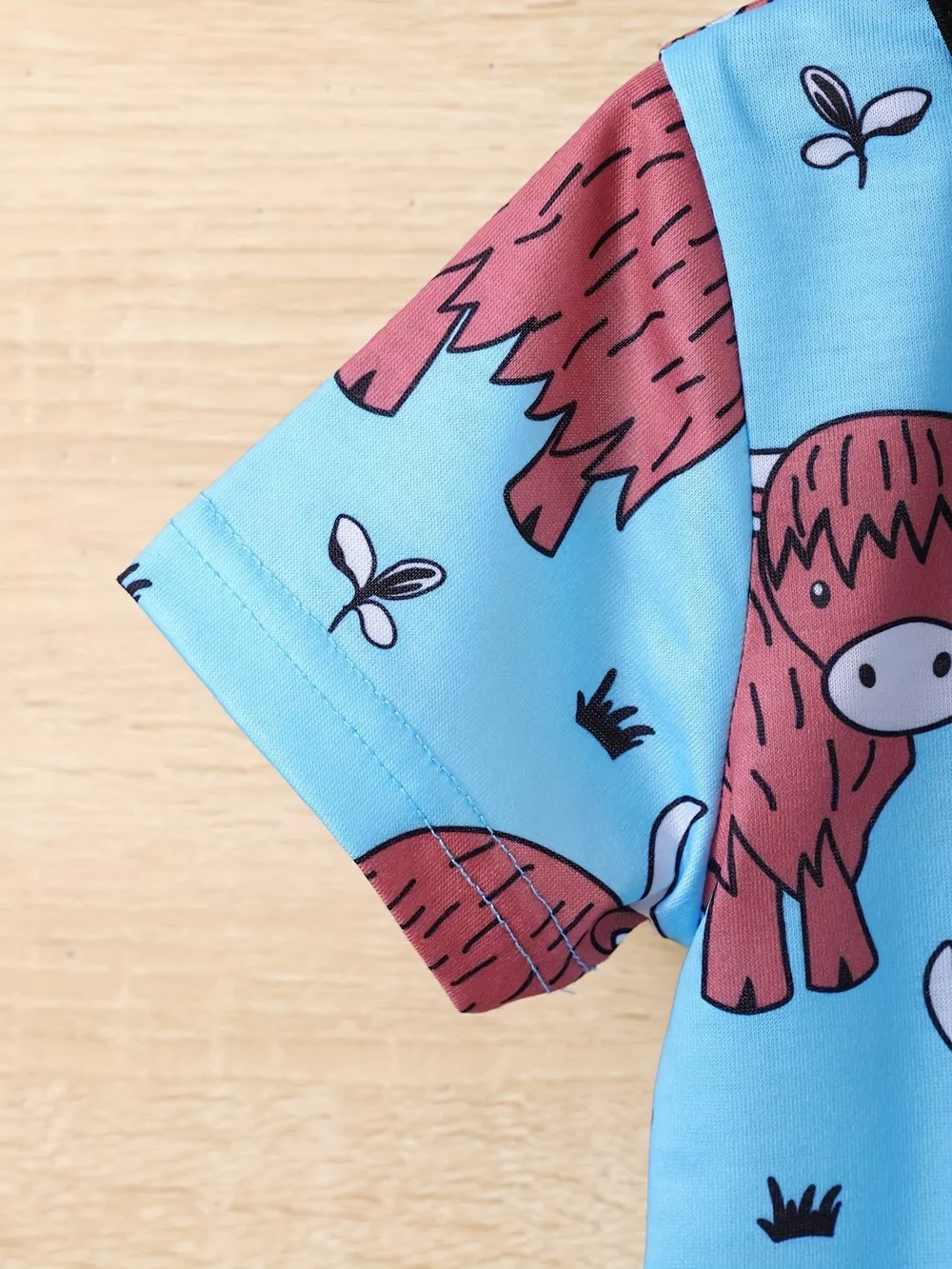 Children's Highland Cow Print Pajama Set, image 3