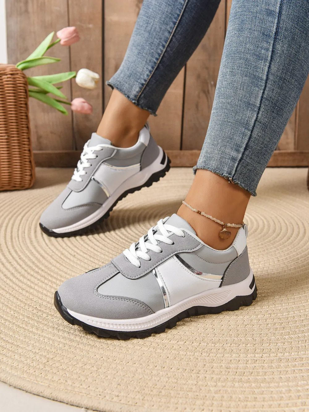 Contrast Lace Up Sneakers, image 8