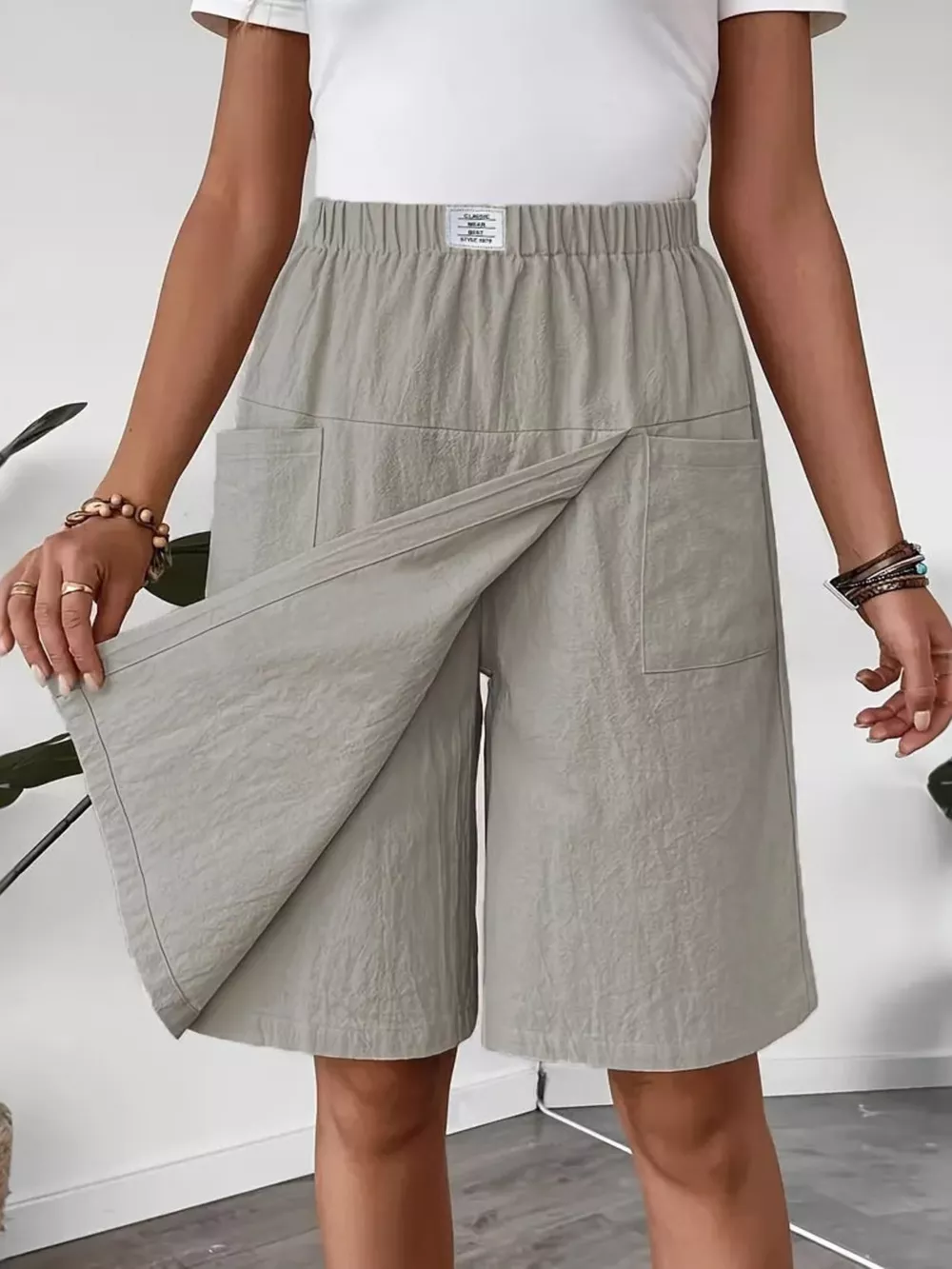 Elastic Waist Wrap Skort