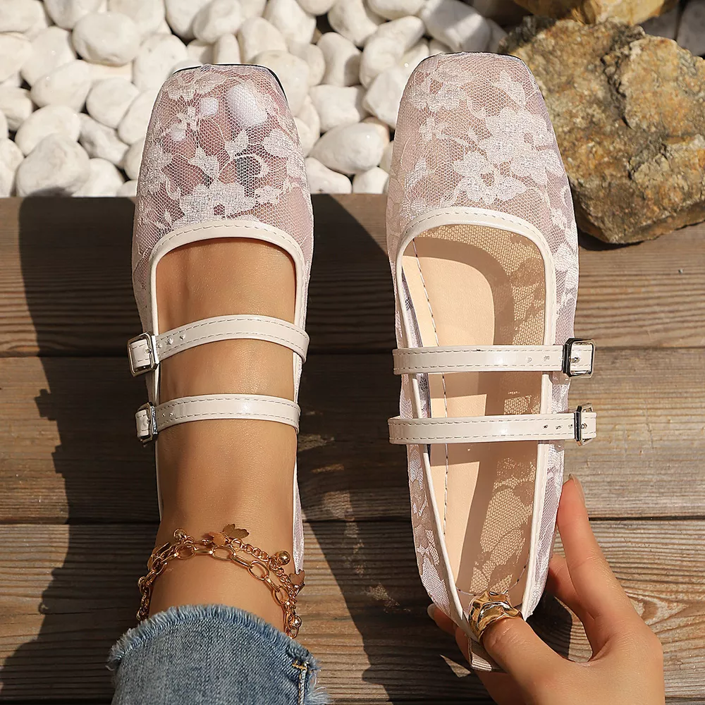 Square Toe Lace Slip-Ons, image 4