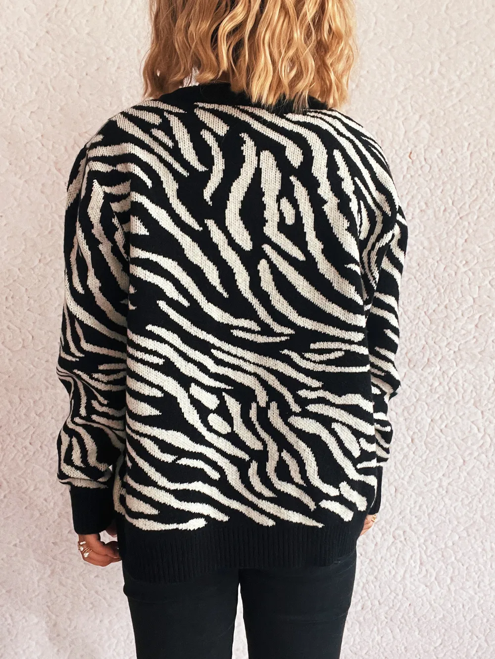 Zebra Print Zip Up Cardigan, image 8
