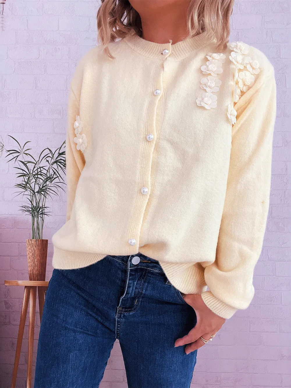 Flower Button Up Long Sleeve Cardigan, image 24