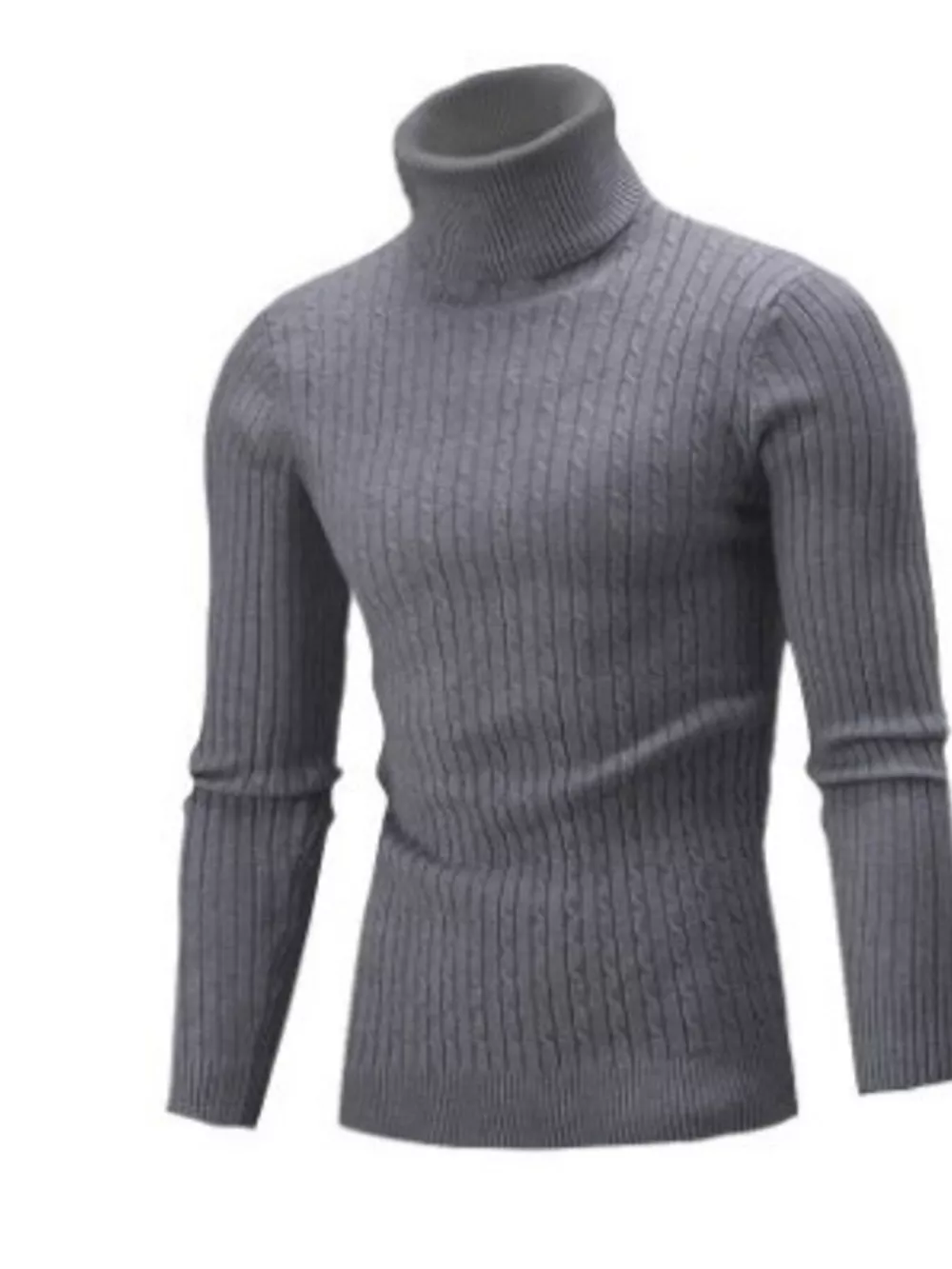 Men's Full Size Classic Cable Knit Turtleneck Sweater Plus Size, image 9
