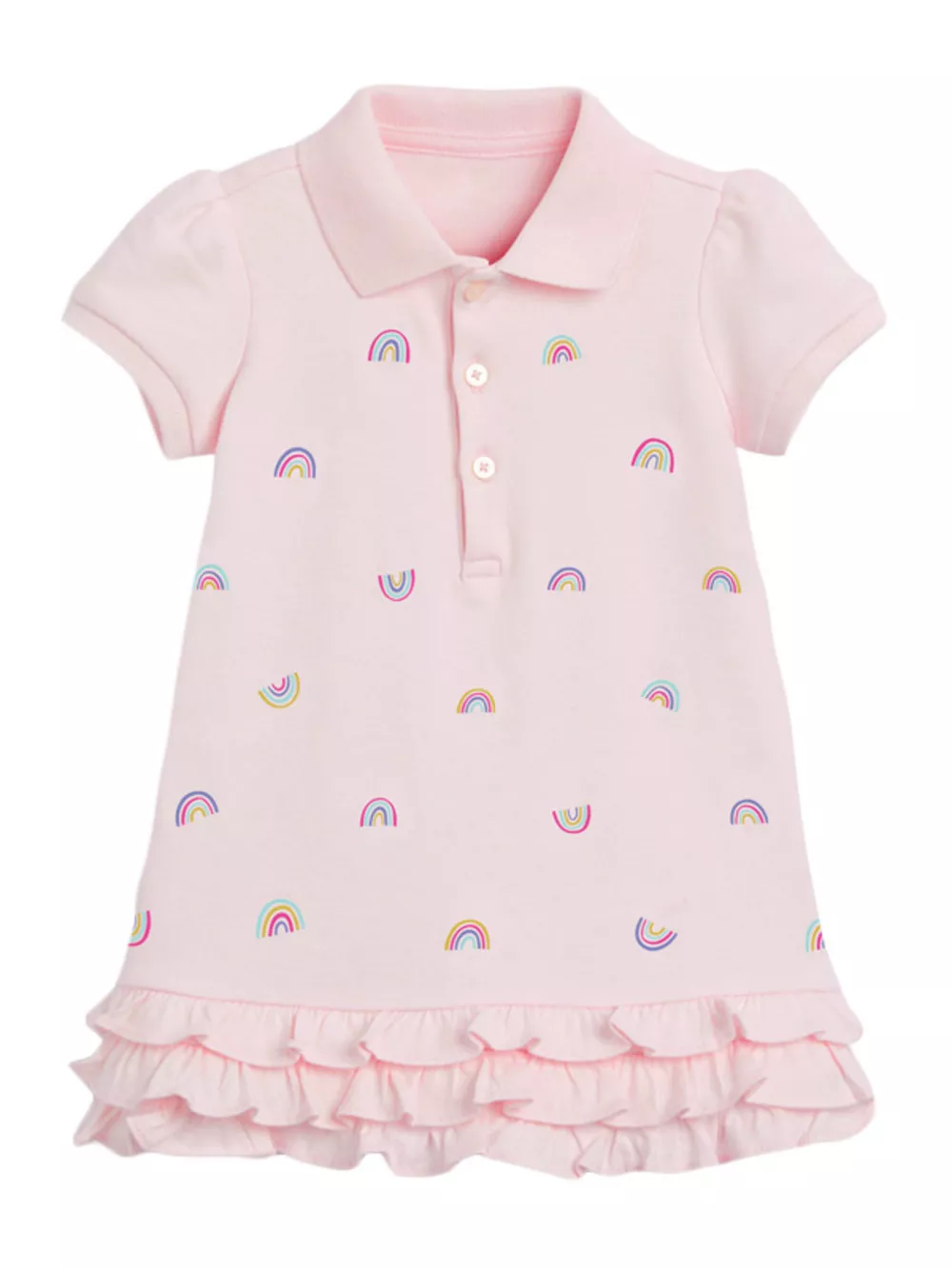 Children's Rainbow Ruffle Hem Polo Dress