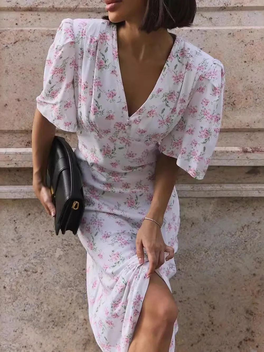 Floral Print Short Sleeve Dress, image 6