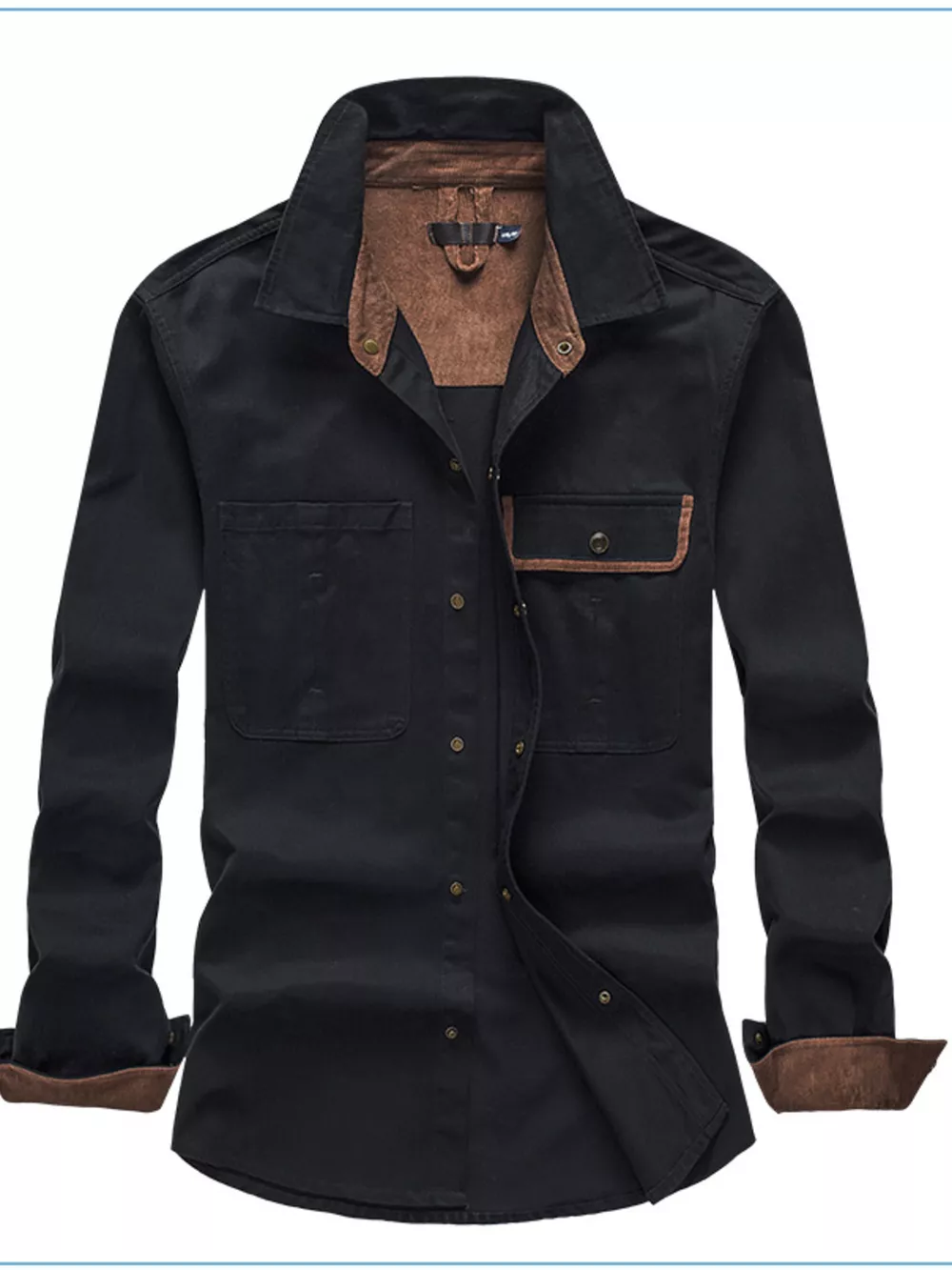 Men's Casual Long Sleeve Button-Down Shirt with Pockets, image 4