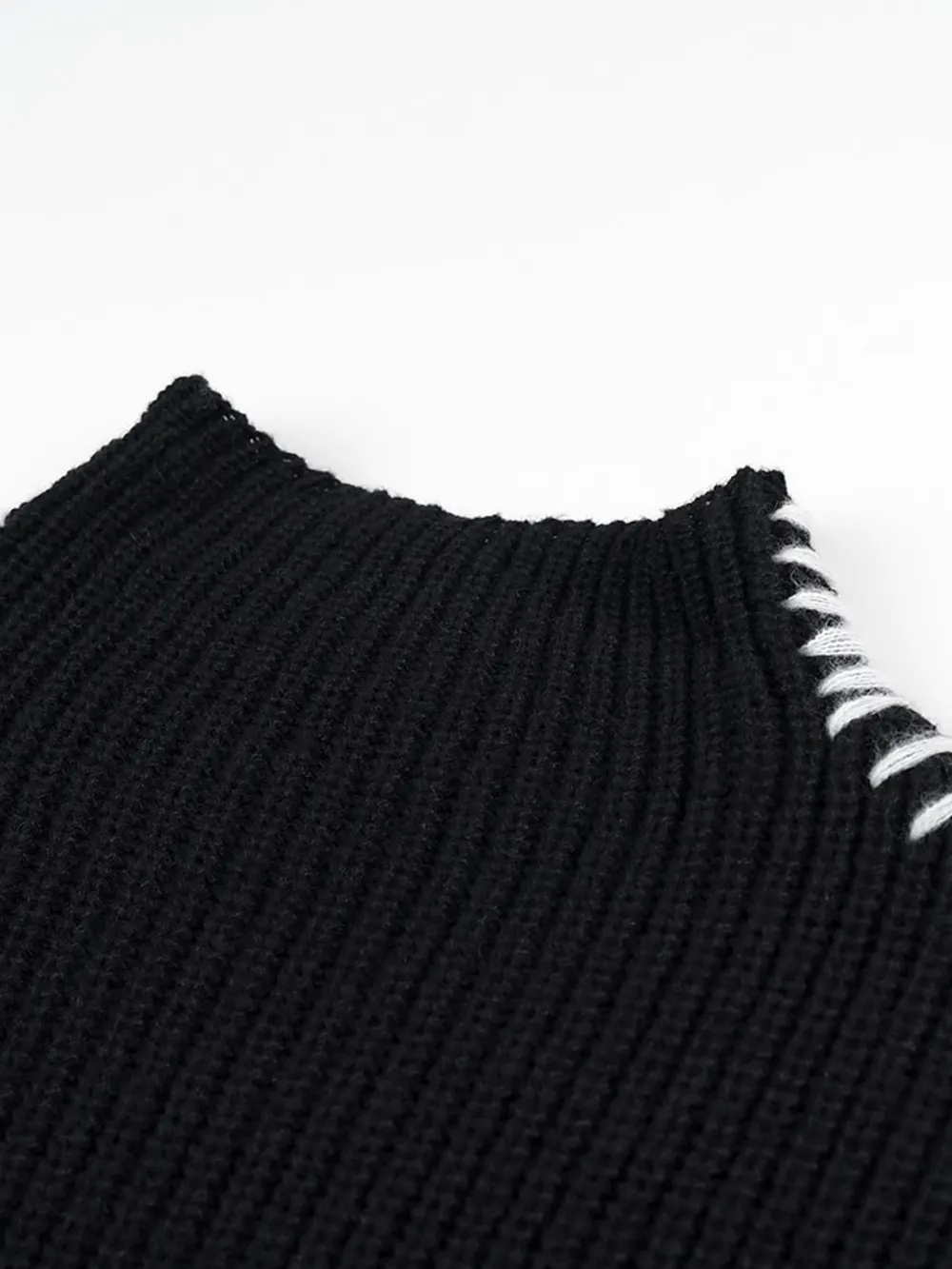 Contrast Mock Neck Long Sleeve Sweater, image 6