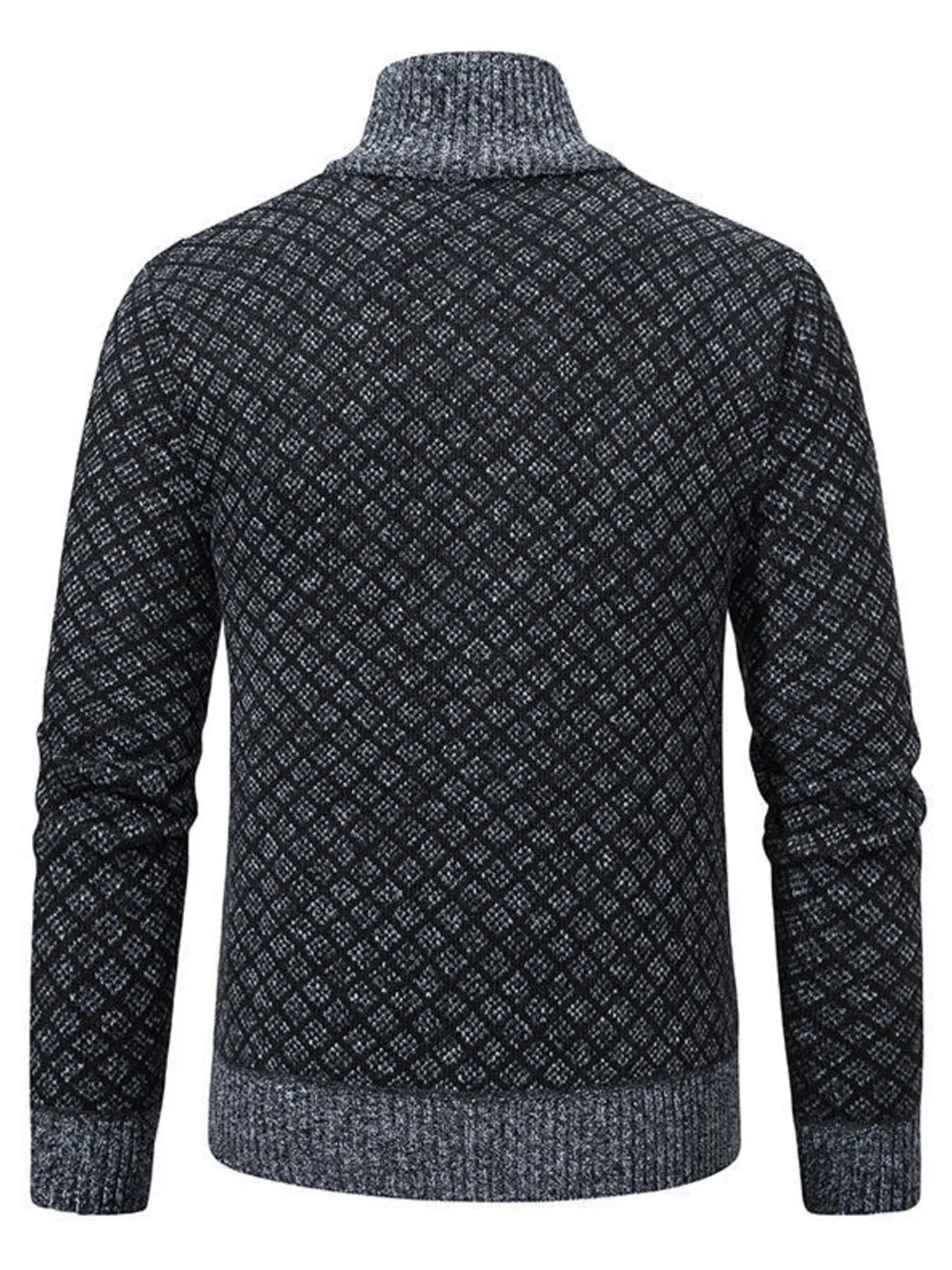 Men's Plus Size Diamond Pattern Zip-Up Knit Cardigan, image 3