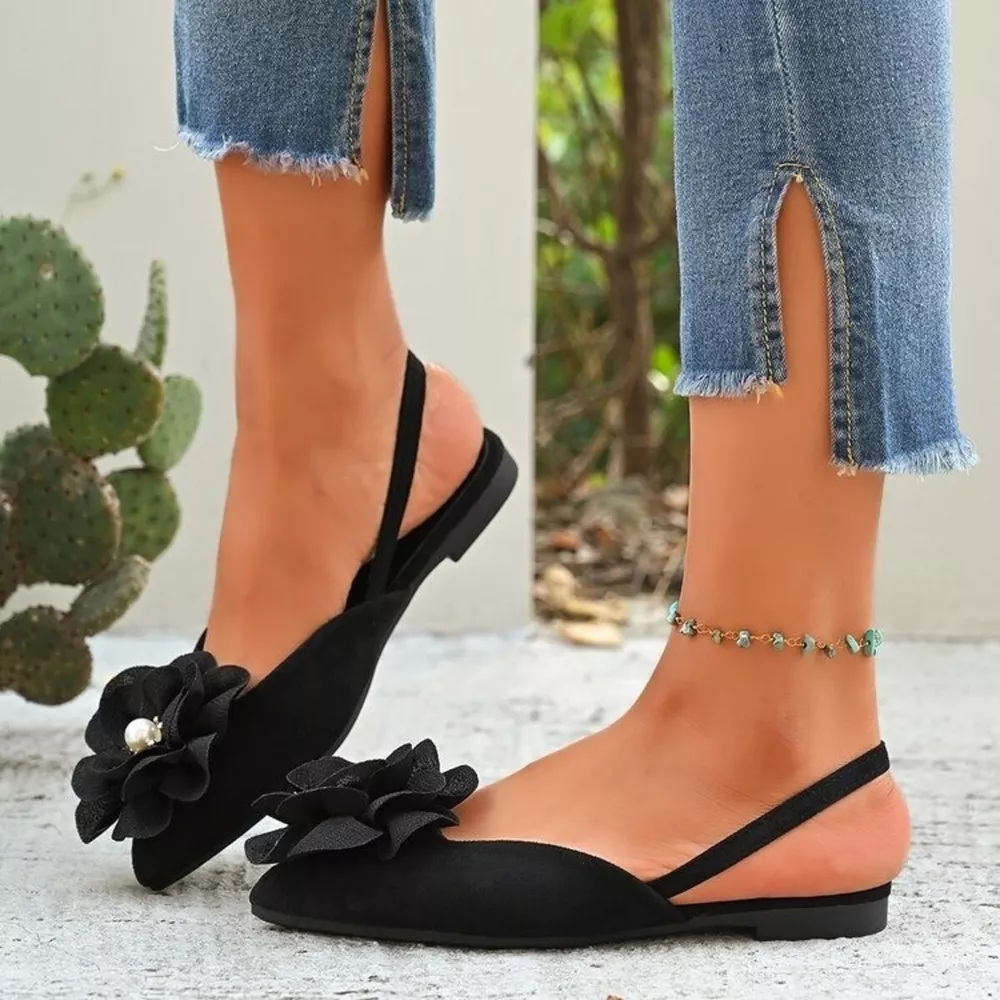 Flower Point Toe Flats Sandals, image 6