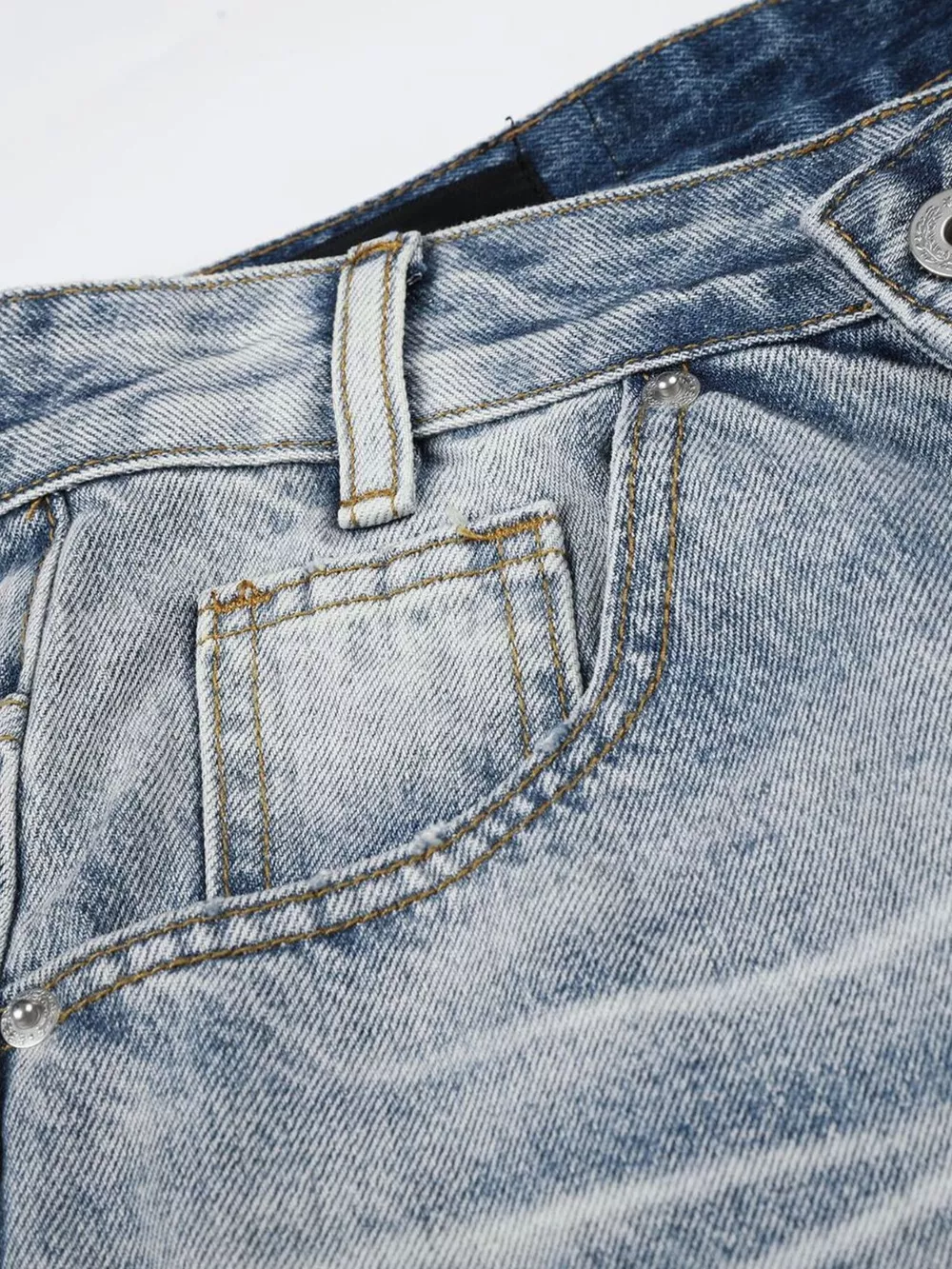 Men's High-Waisted Asymmetric Button-Fly Wide-Leg Denim Capris, image 6