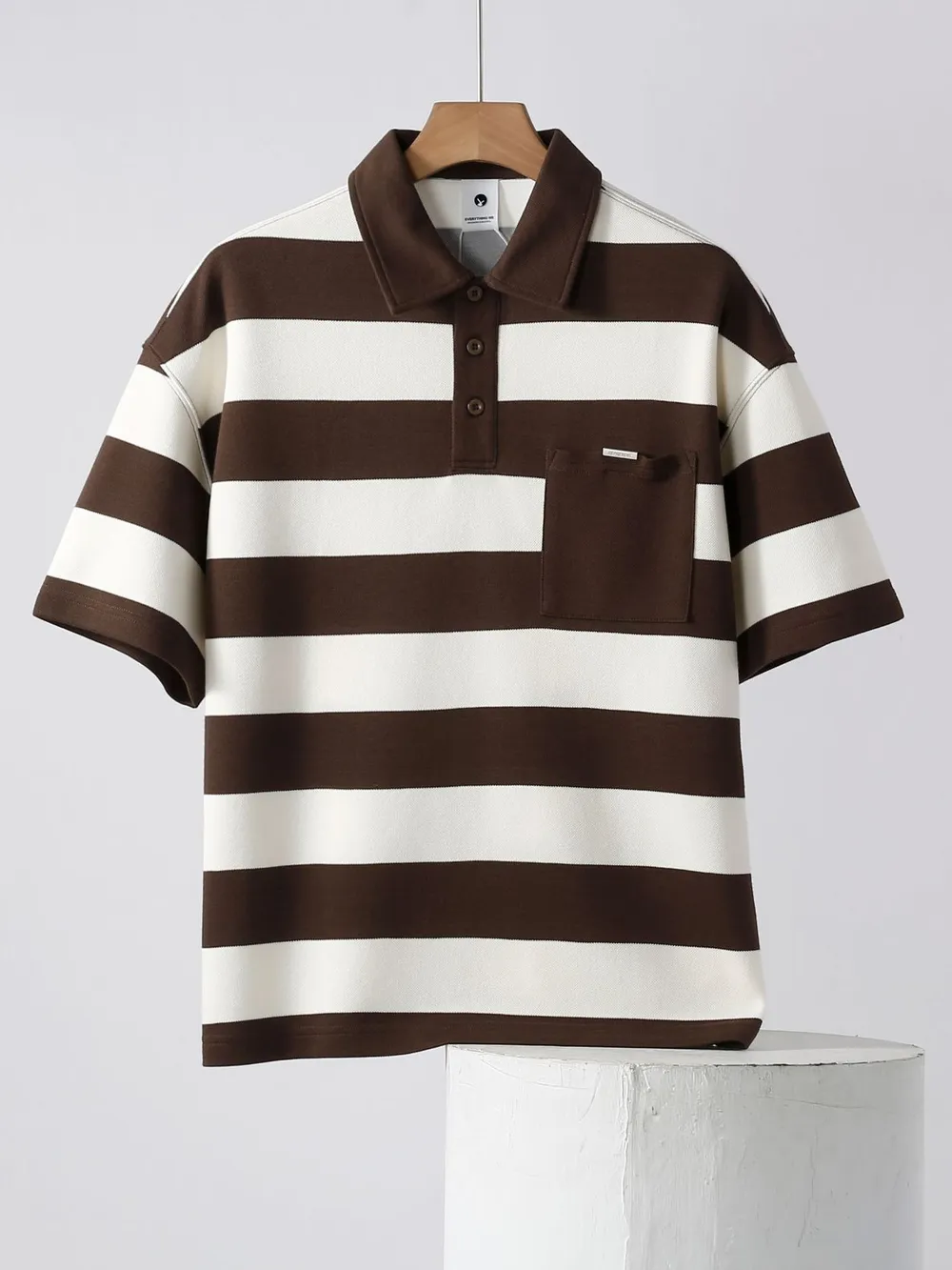 Men's Plus Size Striped Short Sleeve Polo, image 4