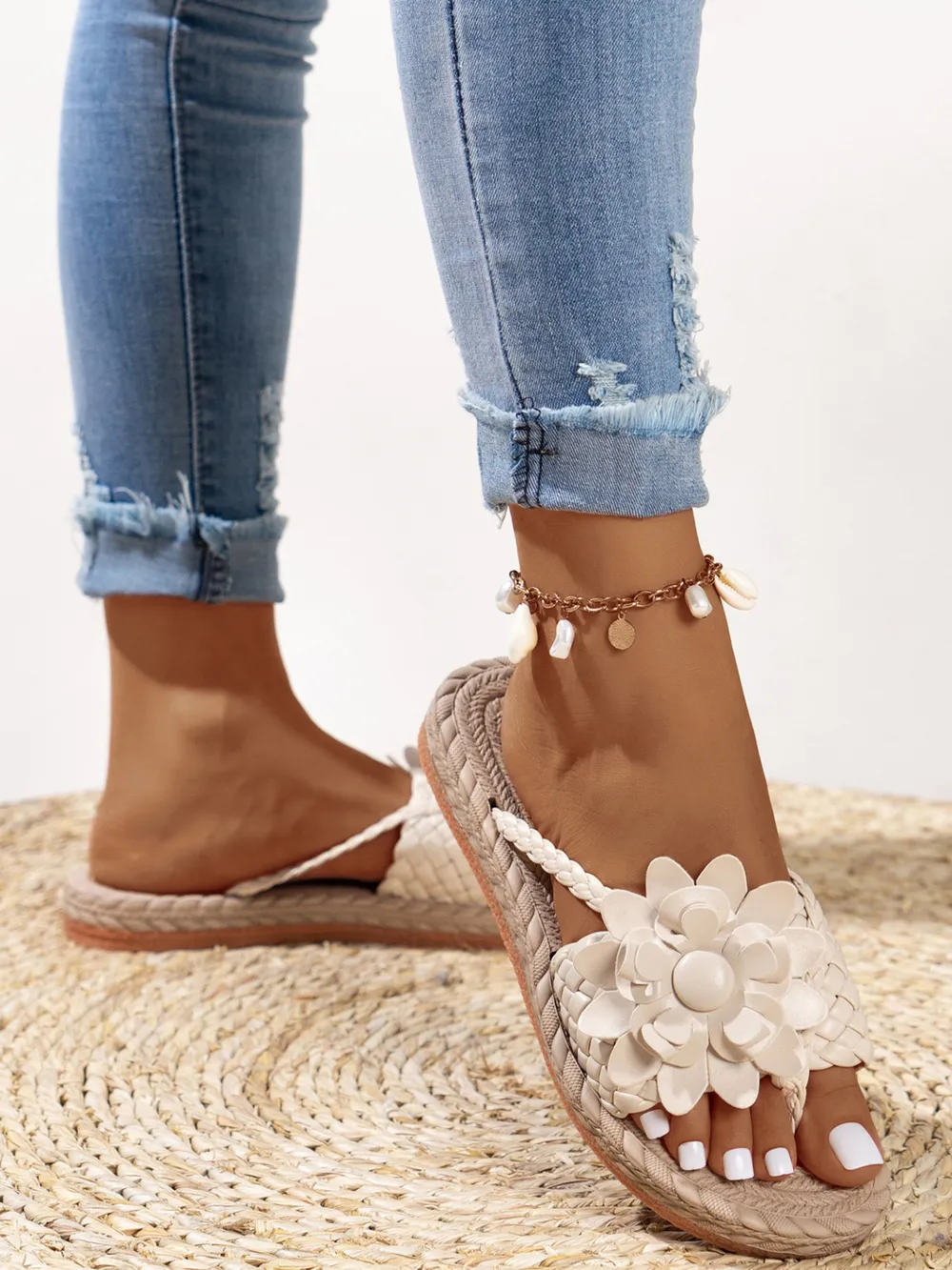 Floral Embellished Comfort Slide Sandals, image 3