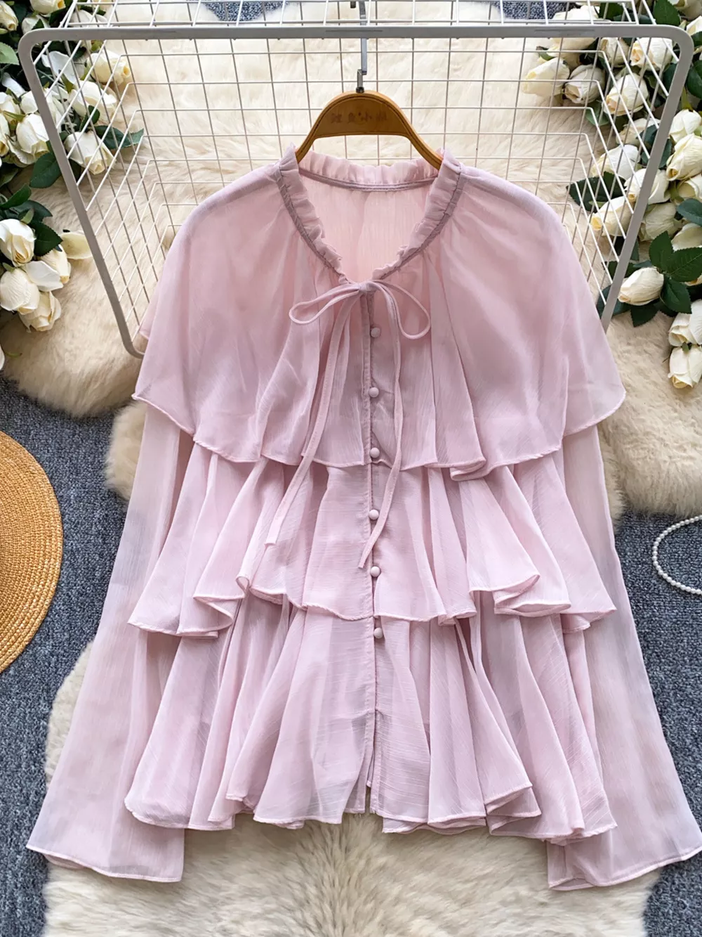 Ruffle Tiered Chiffon Blouse, image 10