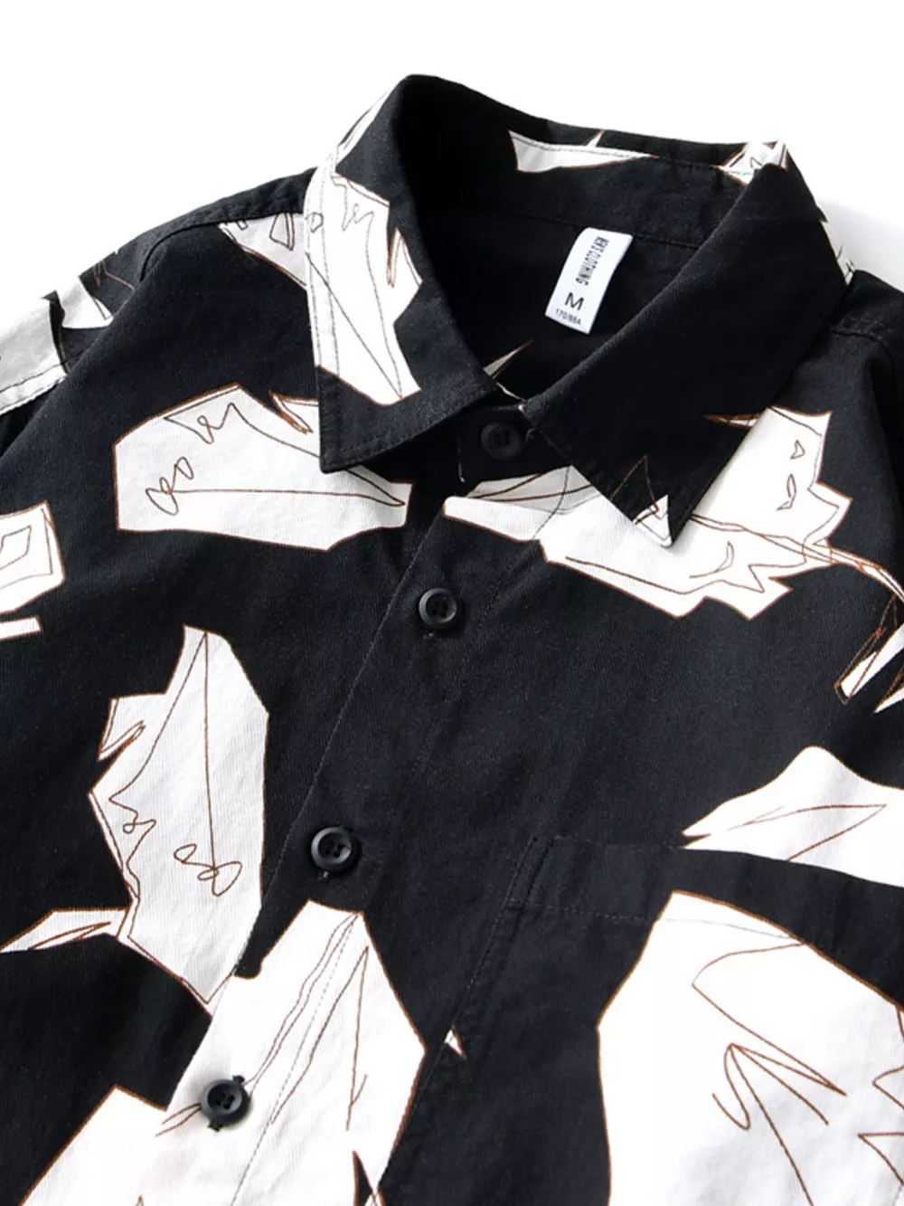 Men's Plus Size Abstract Print Long Sleeve Casual Shirt, image 3