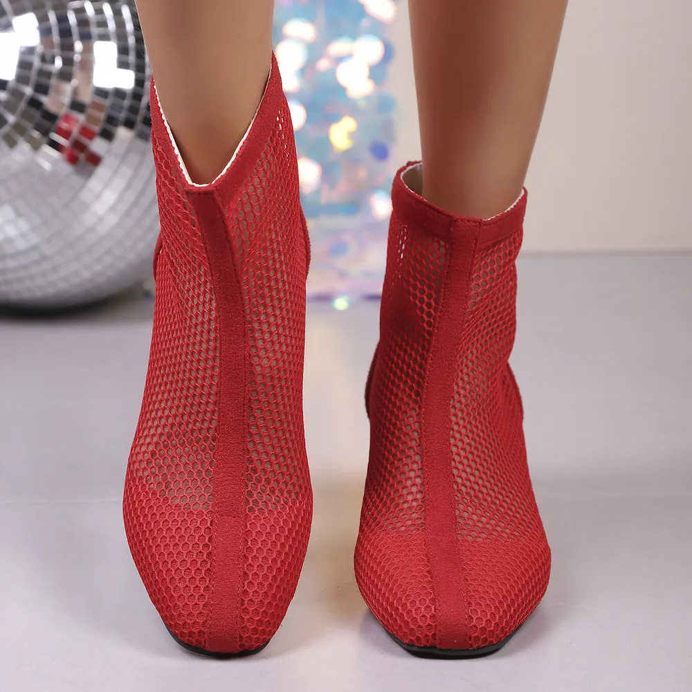 Mesh Block Heel Boots, image 9