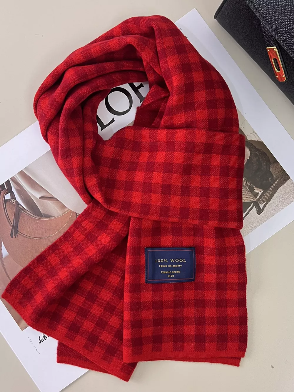 100% Wool Plaid Scarf, image 9