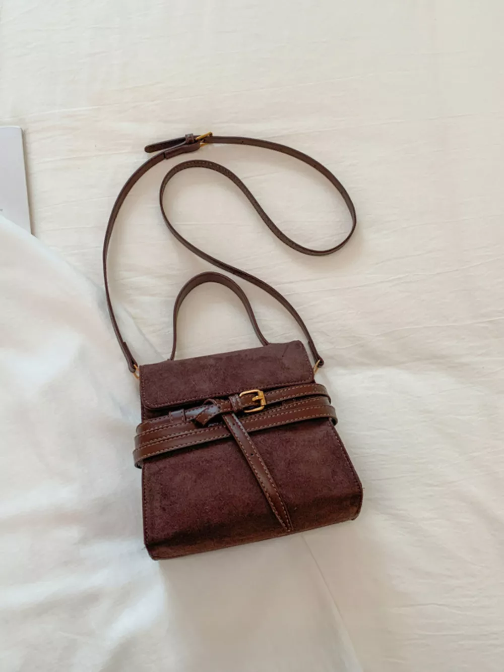 Suede Buckle Decor Crossbody Bag, image 12