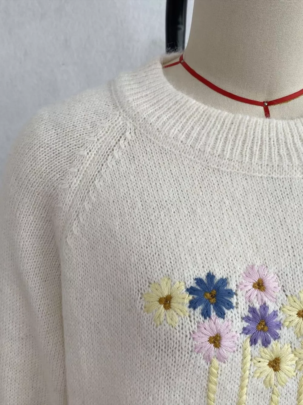 Floral Embroidered Round Neck Sweater, image 8