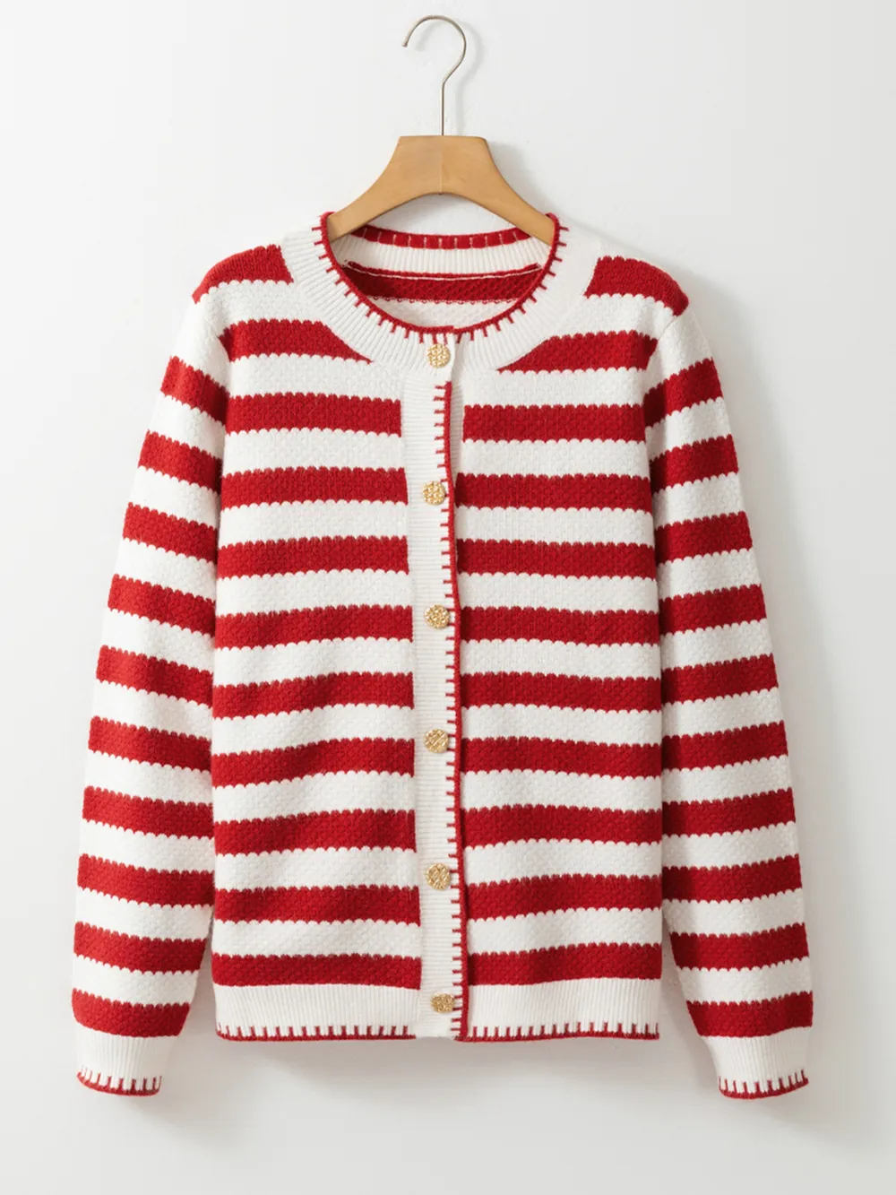 Button Down Striped Long Sleeve Cardigan, image 14