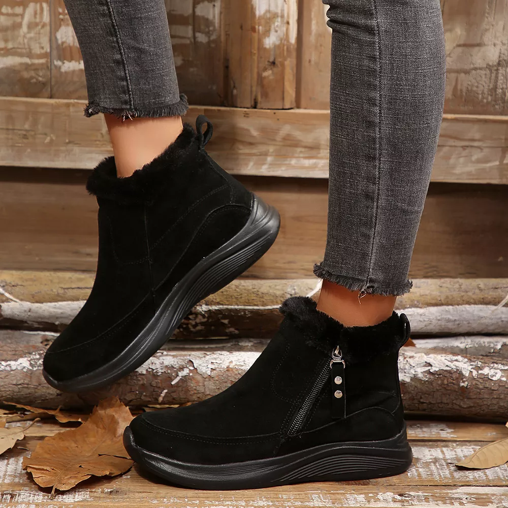 Round Toe Side Zip Boots
