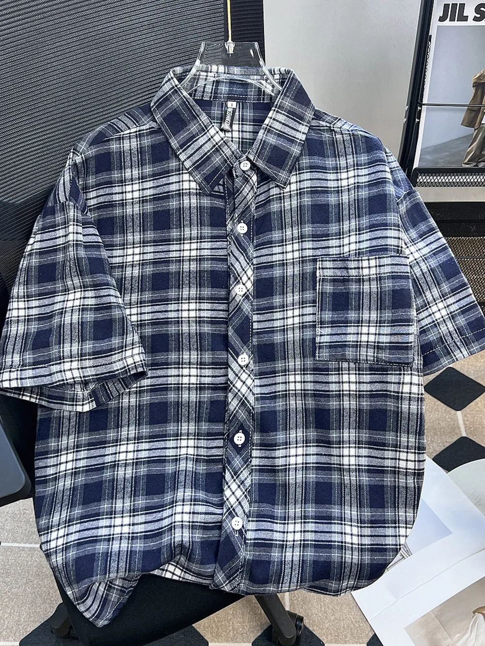 Men's Plus Size Plaid Button Up Short Sleeve Shirt, image 2