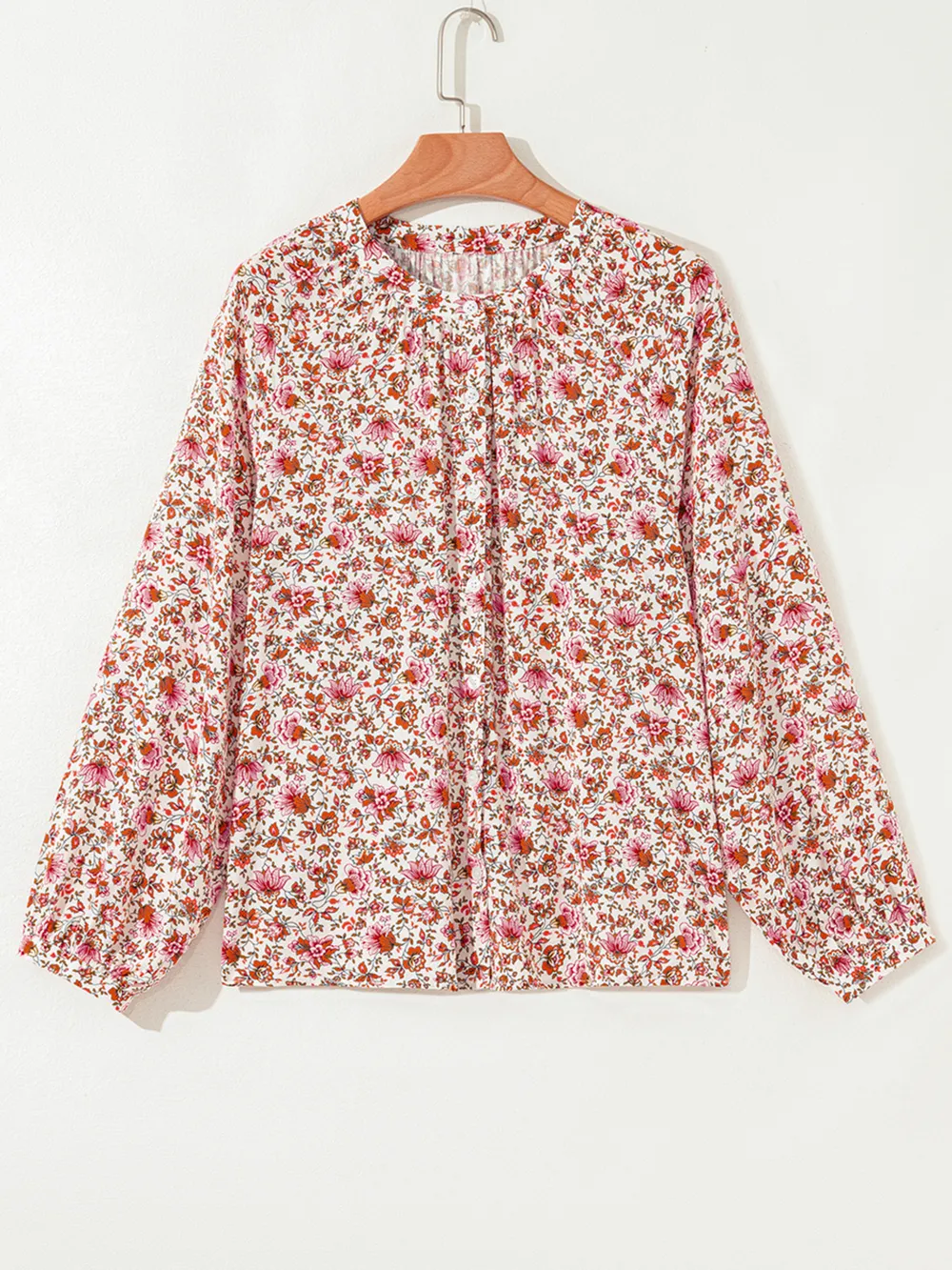 Floral Long Sleeve Button Down Blouse, image 7
