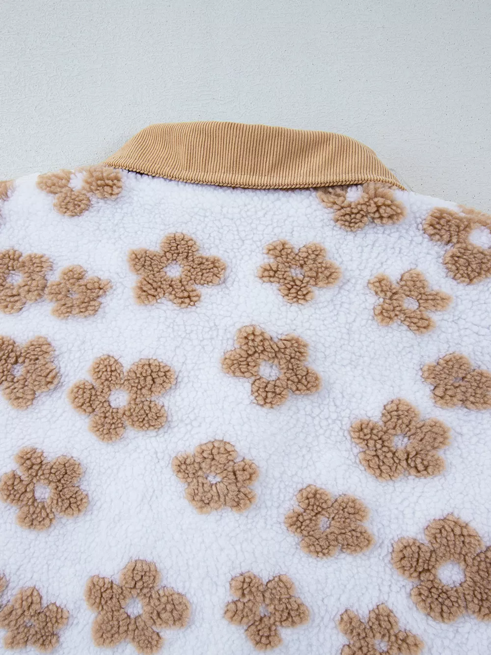 Flower Pattern Button Up Fleece Jacket, image 8