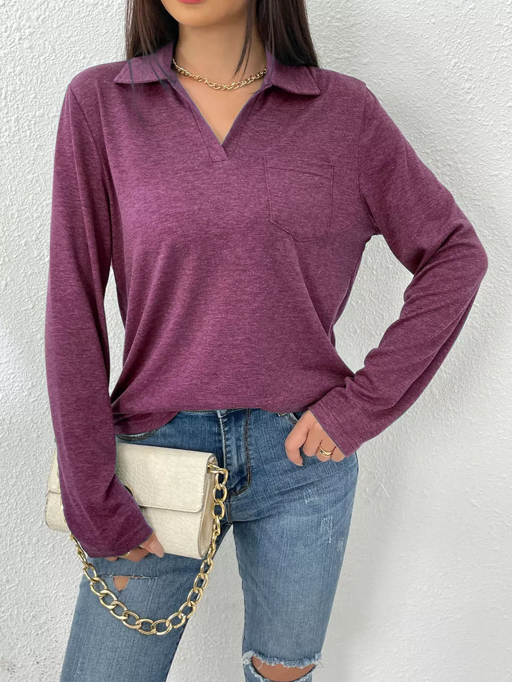 Casual Long Sleeve Polo T-Shirt, image 5