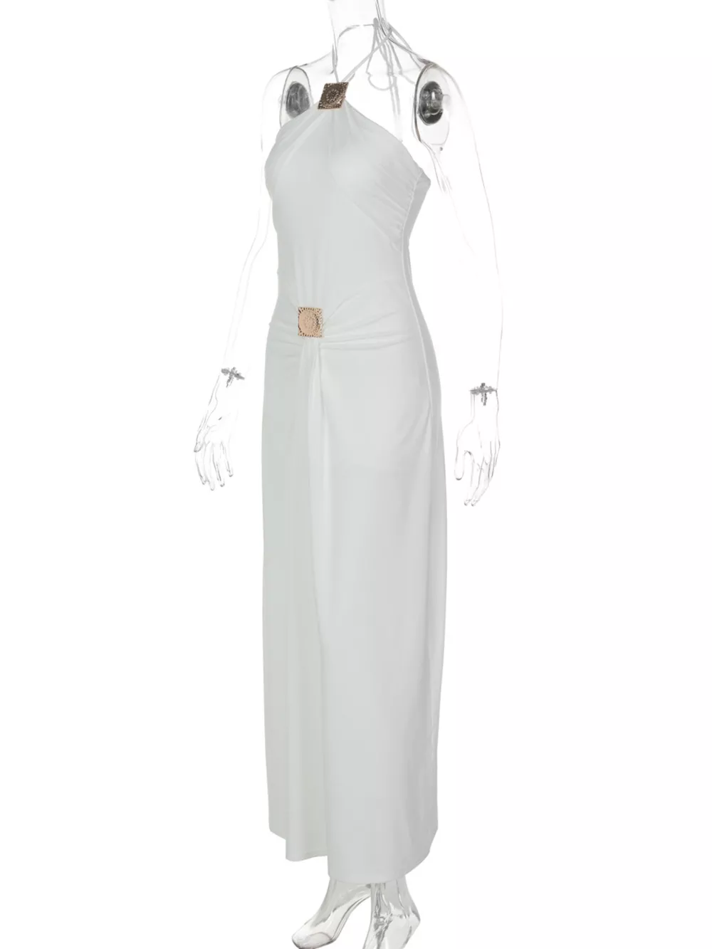 Backless Ruched Halter Neck Maxi Dress, image 8