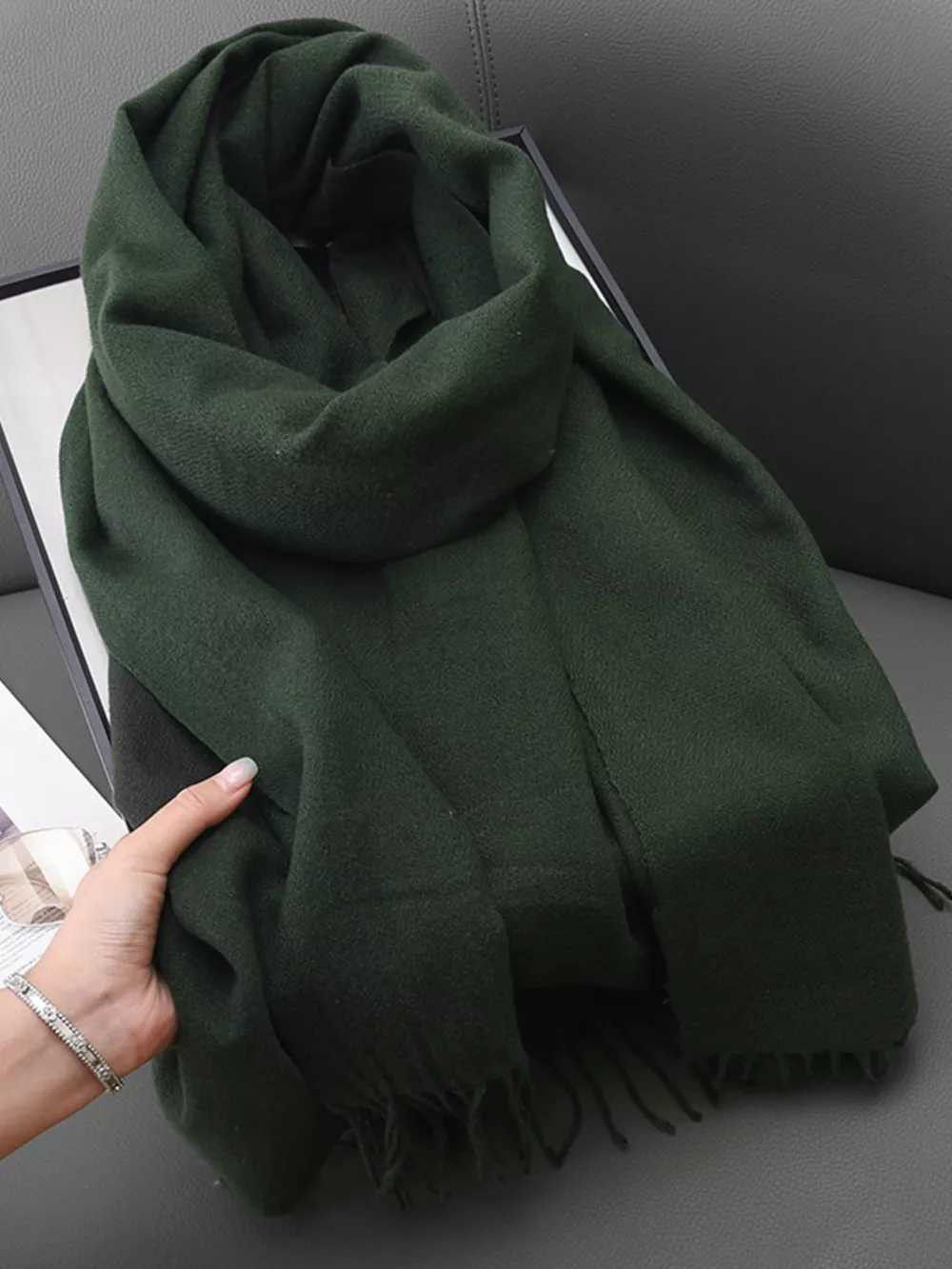 Solid Color Fringe Scarf, image 18